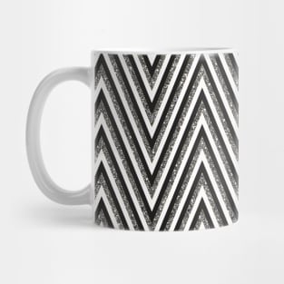 Silver Glitter, Black And White Zig Zag Mug